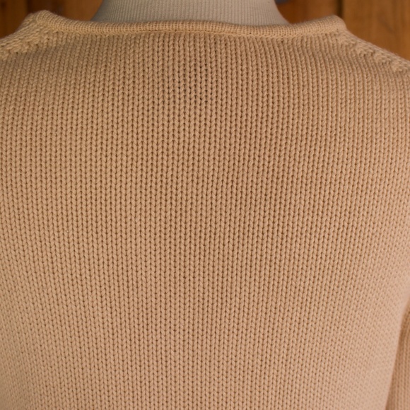 Vintage Talbots 100% Cotton Creme Knitted V-Neck Sweater Size S - Picture 14 of 15